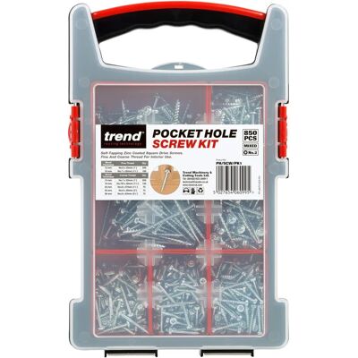 Trend Pocket Hole Schrauben-Set - 850 Stück im Transportkoffer Trend Pocket Hole Schrauben-Set - 850 Stück im Transportkoffer