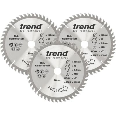 Trend Trend CSB/165/3PK/A CraftPro Triple Pack of TCT Blades - Saw Blade Trend Trend CSB/165/3PK/A CraftPro Triple Pack of TCT Blades - Saw Blade