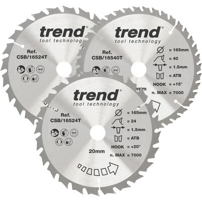 Trend CraftPro Triple Pack Cordless Saw Blades - Professional Finish Trend CraftPro Triple Pack Cordless Saw Blades - Professional Finish