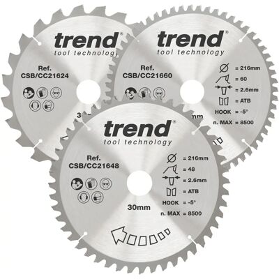 Lama da sega a mitra Trend CraftPro 216 x 30mm - Confezione 3 Lama da sega a mitra Trend CraftPro 216 x 30mm - Confezione 3