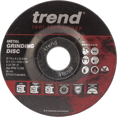Trend Disco abrasivo - 115mm Metal Cutting Disc - Pack of 10 Trend Disco abrasivo - 115mm Metal Cutting Disc - Pack of 10