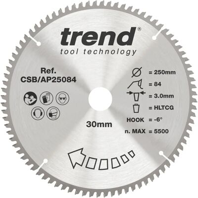 Trend CSB/AP25084 Hoja de sierra circular - Dientes de carburo - 250mm Trend CSB/AP25084 Hoja de sierra circular - Dientes de carburo - 250mm