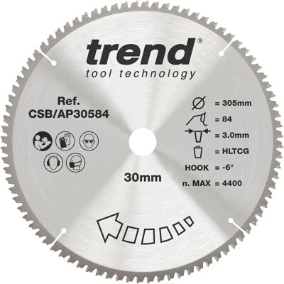 Trend AP30584 - Lame de scie circulaire pour aluminium et plastique - 84 dents Trend AP30584 - Lame de scie circulaire pour aluminium et plastique - 84 dents