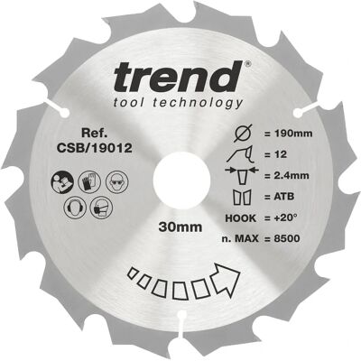 Trend CSB/19012 Craft Pro Rip TCT Kołek do piły - 190mm x 12 Zęby x 30mm Trend CSB/19012 Craft Pro Rip TCT Kołek do piły - 190mm x 12 Zęby x 30mm