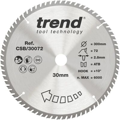 Trend Trend CSB/30072 Lama Circolare Craft Pro - 300mm, 72 Denti, Carburo di Tungsteno Trend Trend CSB/30072 Lama Circolare Craft Pro - 300mm, 72 Denti, Carburo di Tungsteno