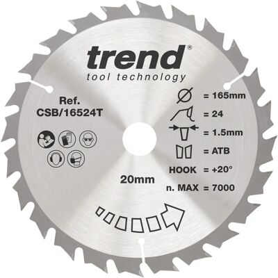 Trend CSB/16524TB Craft Pro Dunne Kerf Cirkelzaagblad - Cirkelzaagblad Trend CSB/16524TB Craft Pro Dunne Kerf Cirkelzaagblad - Cirkelzaagblad