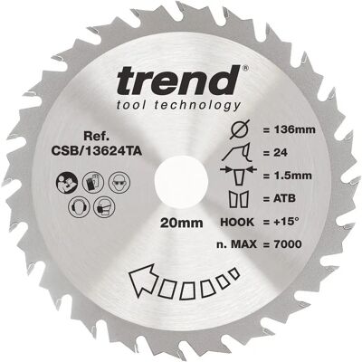 Trend CSB/13624TA Craft Pro Dunne Kerf Accu Cirkelzaagblad - Cirkelzaagblad Trend CSB/13624TA Craft Pro Dunne Kerf Accu Cirkelzaagblad - Cirkelzaagblad