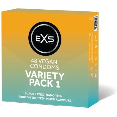 EXS Variety Pack 1 - 48 Condoms - Natural Latex, Vegan, CE EXS Variety Pack 1 - 48 Condoms - Natural Latex, Vegan, CE