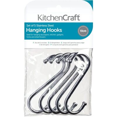 Ganci a forma di 'S' cromati da 10cm di KitchenCraft - Confezione da 5 Ganci a forma di 'S' cromati da 10cm di KitchenCraft - Confezione da 5