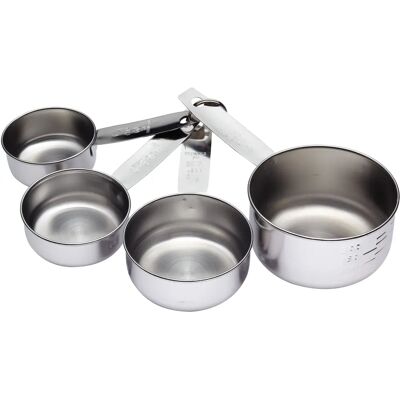 KitchenCraft Stainless Steel 4 Piece Measuring Cup Set - Kitchenware KitchenCraft Stainless Steel 4 Piece Measuring Cup Set - Kitchenware