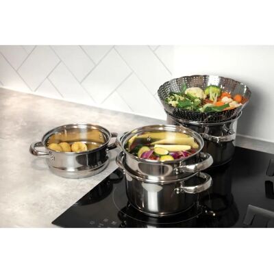 KitchenCraft 20cm Stainless Steel 3-Tier Steamer - Silver KitchenCraft 20cm Stainless Steel 3-Tier Steamer - Silver