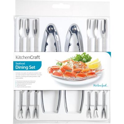 KitchenCraft Zestaw stalowych szczypiec i widelców do owoców morza KitchenCraft Zestaw stalowych szczypiec i widelców do owoców morza