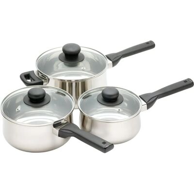 Ensemble de casseroles en acier inoxydable Kitchencraft Jury - 3 pièces Ensemble de casseroles en acier inoxydable Kitchencraft Jury - 3 pièces