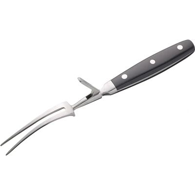 MasterClass Deluxe Traditional Carving Fork - Stainless Steel, Retractable Safety Guard, Black Handle MasterClass Deluxe Traditional Carving Fork - Stainless Steel, Retractable Safety Guard, Black Handle