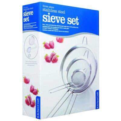 KitchenCraft Set aus 3 Edelstahlsieben - Feinmaschige Küchensiebe KitchenCraft Set aus 3 Edelstahlsieben - Feinmaschige Küchensiebe