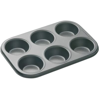 Masterclass Non-Stick 6 Hole Deep Baking Pan - Durable Carbon Steel Masterclass Non-Stick 6 Hole Deep Baking Pan - Durable Carbon Steel