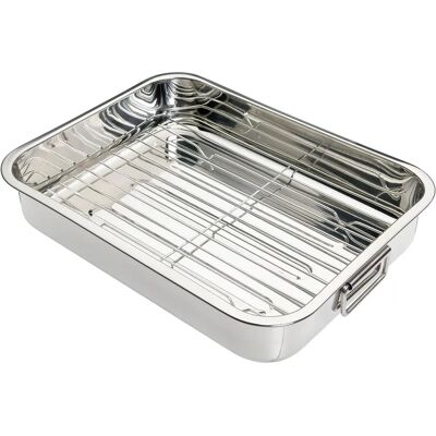 Plat à rôtir en acier inoxydable avec grille - 37x28cm de KitchenCraft Plat à rôtir en acier inoxydable avec grille - 37x28cm de KitchenCraft