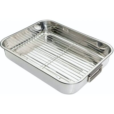 KitchenCraft Stainless Steel Roasting Pan with Rack - Large - Roast Meat KitchenCraft Stainless Steel Roasting Pan with Rack - Large - Roast Meat