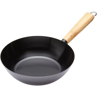 KitchenCraft World of Flavours Oriental Carbon Steel 25cm Non-Stick Wok - Wok 25cm, non-stick, carbon steel, induction KitchenCraft World of Flavours Oriental Carbon Steel 25cm Non-Stick Wok - Wok 25cm, non-stick, carbon steel, induction