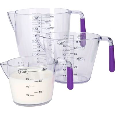 Colourworks Purple Acrylic Measuring Jug Set - 3 Piece, Stackable, 200/400/900ml Colourworks Purple Acrylic Measuring Jug Set - 3 Piece, Stackable, 200/400/900ml