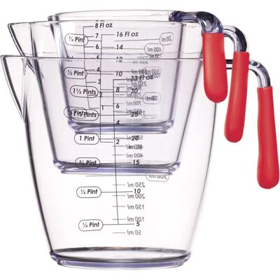 Colourworks Red 3-Piece Acrylic Measuring Jug Set - Kitchen Tool Colourworks Red 3-Piece Acrylic Measuring Jug Set - Kitchen Tool