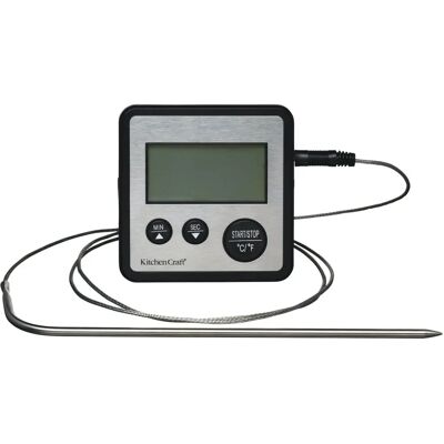 KitchenCraft Silver Digital Thermometer and Timer KitchenCraft Silver Digital Thermometer and Timer