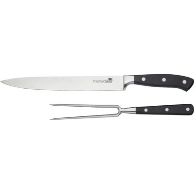 MasterClass Carving Set - Traditional Stainless Steel Meat Knife & Fork - Carving Set MasterClass Carving Set - Traditional Stainless Steel Meat Knife & Fork - Carving Set