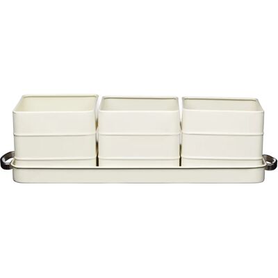 Living Nostalgia Antique Cream Herb Pots with Tray - Herb Pots Set Living Nostalgia Antique Cream Herb Pots with Tray - Herb Pots Set