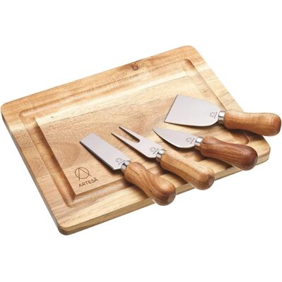 Artesa Wooden Cheese Serving Set - Acacia Wood, Multiple Knives, Gift Box Artesa Wooden Cheese Serving Set - Acacia Wood, Multiple Knives, Gift Box
