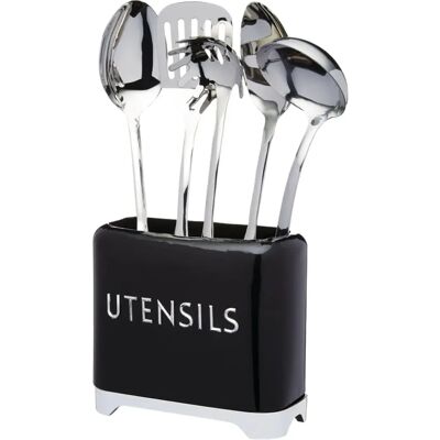 Lovello Black Utensil Tin - Retro, Compact Storage - Utensil Holder Lovello Black Utensil Tin - Retro, Compact Storage - Utensil Holder