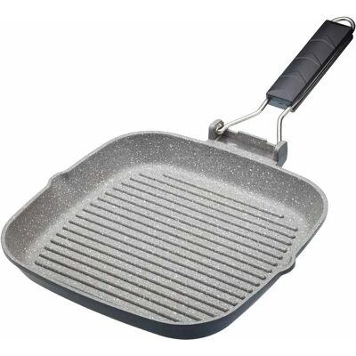 Frigideira de Grelha de Alumínio para Indução 24cm - Antiaderente, Alça Dobrável Frigideira de Grelha de Alumínio para Indução 24cm - Antiaderente, Alça Dobrável