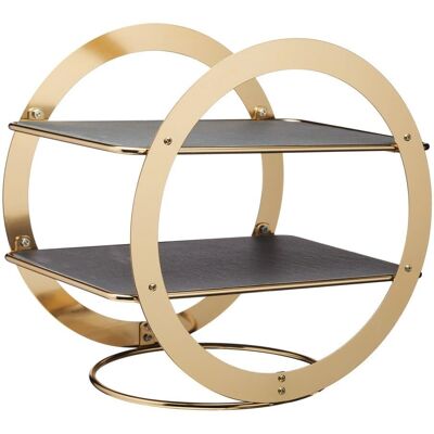 Artesa Dual-Tier Brass & Slate Serving Stand - Serving & Display Artesa Dual-Tier Brass & Slate Serving Stand - Serving & Display