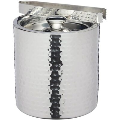 BarCraft Silver Hammered Ice Bucket with Lid - 1.5L, Home Bar Style BarCraft Silver Hammered Ice Bucket with Lid - 1.5L, Home Bar Style
