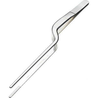 Masterclass Stainless Steel 21cm Curved Plating Tongs - Kitchen Tongs Masterclass Stainless Steel 21cm Curved Plating Tongs - Kitchen Tongs