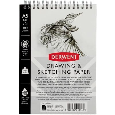 Derwent A5 Sketch Notebook - White - 30 Sheets Derwent A5 Sketch Notebook - White - 30 Sheets