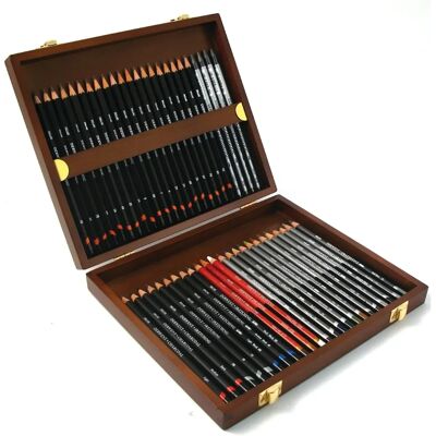 Collection de Croquis Derwent - 48 Crayons en Boîte en Bois - Professionnel Collection de Croquis Derwent - 48 Crayons en Boîte en Bois - Professionnel