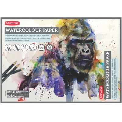Derwent A3 Watercolour Paper Pad - 12 Sheets Derwent A3 Watercolour Paper Pad - 12 Sheets