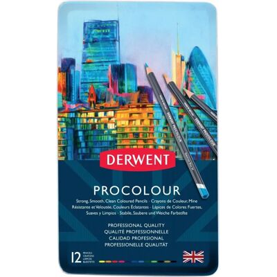 Derwent Procolour Colored Pencils - 12 Set in Tin Derwent Procolour Colored Pencils - 12 Set in Tin