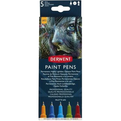 Marqueurs de peinture Derwent - Ensemble de 5 - À base d'eau - Opaques - Fournitures d'art - Publicité Marqueurs de peinture Derwent - Ensemble de 5 - À base d'eau - Opaques - Fournitures d'art - Publicité