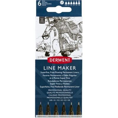 Derwent Black Line Maker Pen Set - Professional Drawing Pens Derwent Black Line Maker Pen Set - Professional Drawing Pens