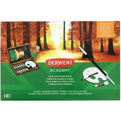 Derwent Academy Drewniane Pudełko z Farbami Akrylowymi - 12 Kolorów Derwent Academy Drewniane Pudełko z Farbami Akrylowymi - 12 Kolorów
