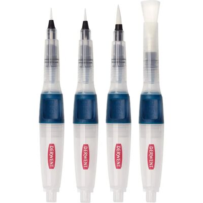 Derwent Waterbrush Set - Assorted Watercolor Brushes - Water Control Derwent Waterbrush Set - Assorted Watercolor Brushes - Water Control