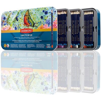Derwent Inktense 100 Water Soluble Pencils Tin - Free A4 Art Bag - Watercolor Pens Derwent Inktense 100 Water Soluble Pencils Tin - Free A4 Art Bag - Watercolor Pens