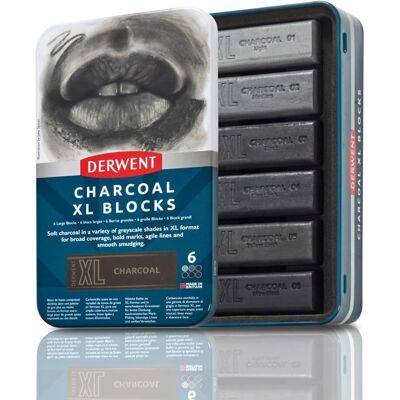 Derwent XL Charcoal Set - 6 Large Watercolor Blocks - Charcoal Derwent XL Charcoal Set - 6 Large Watercolor Blocks - Charcoal