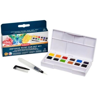 Derwent Inktense Paint 12 Pan Palette - Watercolor Paint Set for Paper & Fabric Derwent Inktense Paint 12 Pan Palette - Watercolor Paint Set for Paper & Fabric