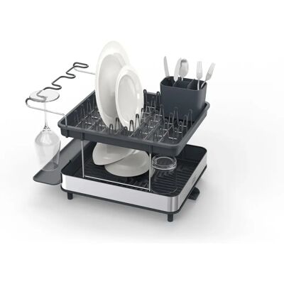 Joseph Joseph Excel Steel 2-Tier Dish Rack - Grey - Space-Saving Kitchen Organizer Joseph Joseph Excel Steel 2-Tier Dish Rack - Grey - Space-Saving Kitchen Organizer