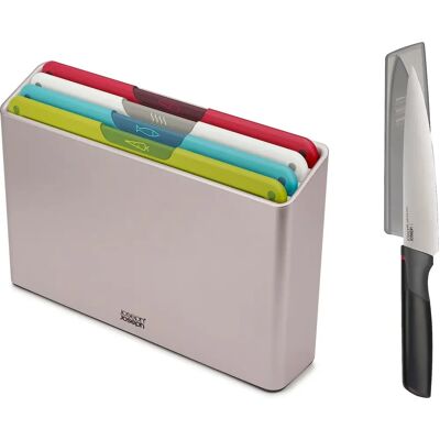 Joseph Joseph Folio Icon - Tablas de cortar multicolor - 4 piezas - con cuchillo de chef - Organiza Joseph Joseph Folio Icon - Tablas de cortar multicolor - 4 piezas - con cuchillo de chef - Organiza