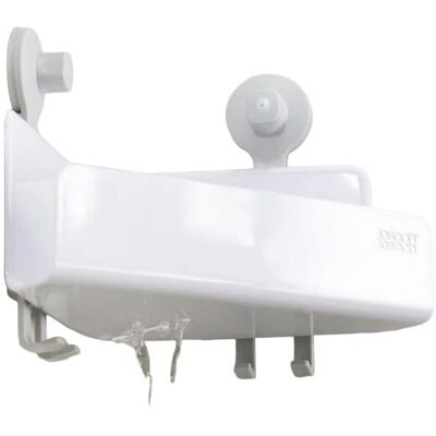 Joseph Joseph EasyStore Prateleira de canto para chuveiro com drenagem - Branco - Prateleira com espelho Joseph Joseph EasyStore Prateleira de canto para chuveiro com drenagem - Branco - Prateleira com espelho