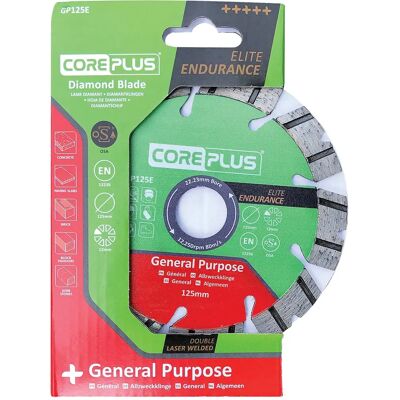 CorePlus GP125E Elite Diamond Blade - 125mm, Silver, General-Purpose CorePlus GP125E Elite Diamond Blade - 125mm, Silver, General-Purpose