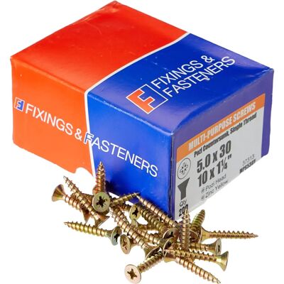 Forgefix MPS530Y Multi-Purpose Pozi Screw CSK ST ZYP 5.0 x 30mm - Screw Forgefix MPS530Y Multi-Purpose Pozi Screw CSK ST ZYP 5.0 x 30mm - Screw